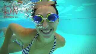 Underwater Mermaid. Amazing underwater show. Bikini underwater