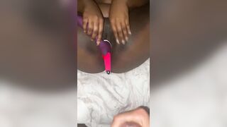 Ebony pussy play with toys in front of me