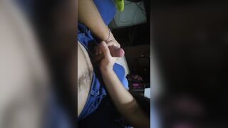 Fast handjob in his room with big cumshot