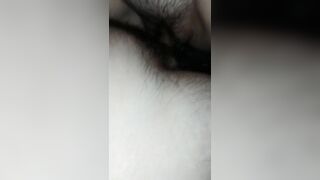 With a hairy pussy jumps on her boyfriend's penis, pumping her with sperm