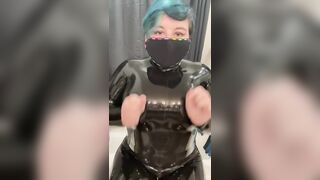 Latex boobs bouncing