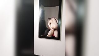 I fuck my whore neighbor hard, in front of the mirror