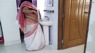 Indian college mam in saree getting ready to go to office, hot student sees madam's sexy body and fucks hard - Huge cum