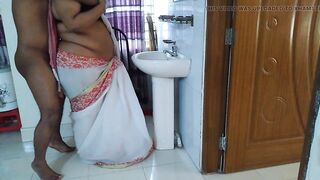 Indian college mam in saree getting ready to go to office, hot student sees madam's sexy body and fucks hard - Huge cum