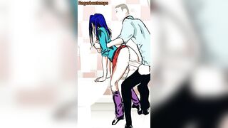 Toilet sex fucked college teen huge creampie cartoon animation