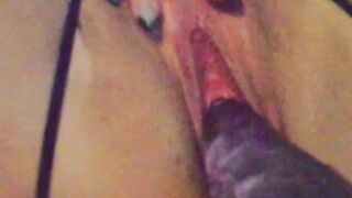 BBW MILF Has Giant Dildo In Pussy And Gapes