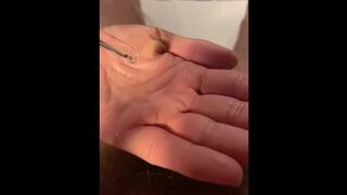 ASMR Homemade Amateur Soft to Hard Oil Handjob Hairy Cock Cum Shot