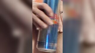 Fucking a huge RedBull can