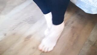 Mature feet and legs posing with cum worship