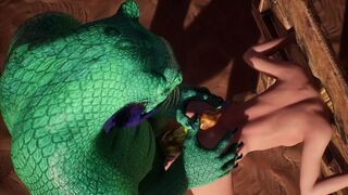 Alien Reptilian Breeds Slave White Girl - 3D Animation