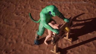 Alien Reptilian Breeds Slave White Girl - 3D Animation