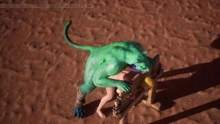 Alien Reptilian Breeds Slave White Girl - 3D Animation