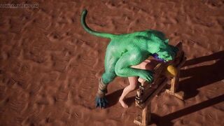 Alien Reptilian Breeds Slave White Girl - 3D Animation