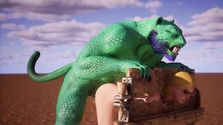 Alien Reptilian Breeds Slave White Girl - 3D Animation