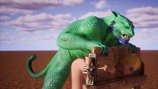 Alien Reptilian Breeds Slave White Girl - 3D Animation