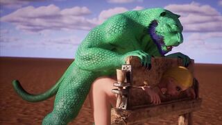 Alien Reptilian Breeds Slave White Girl - 3D Animation