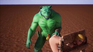 Alien Reptilian Breeds Slave White Girl - 3D Animation