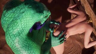 Alien Reptilian Breeds Slave White Girl - 3D Animation