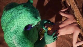 Alien Reptilian Breeds Slave White Girl - 3D Animation