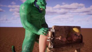 Alien Reptilian Breeds Slave White Girl - 3D Animation