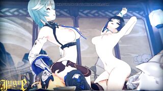 Threesome with Yelan and Eula from Genshin Impact