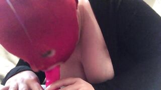 Sloppy dildo blowjob