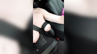 Driving topless car with binded boob