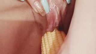 Corn sex toy enters My wet and hot vagina