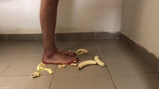 Crushing Bananas Under My Big Feet Barefoot Food Crush