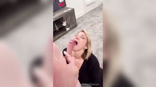 Wife sucks Bull's huge cock