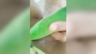 Tamil Hot Bhabhi sex with Green cucumber - huge cum out