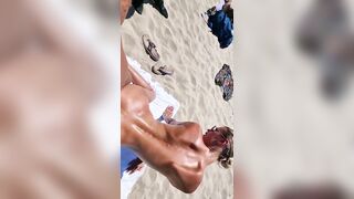 Public sex on a public french beach