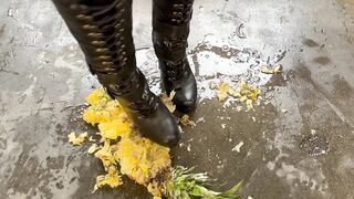 Boots crushing, stomping and walkover pineapple???? full video on JuliaApril @ onlyfans