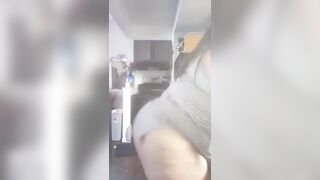 Twerking that fat ass in kitchen waiting Mr right