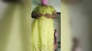 Indian aunty dress in the bedroom