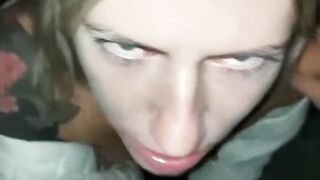 Double blowjob with cum in mouth