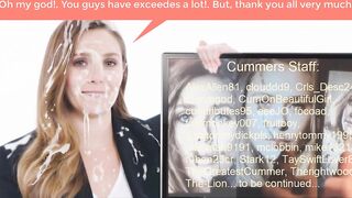 Elizabeth Olsen reacting to cum tributes