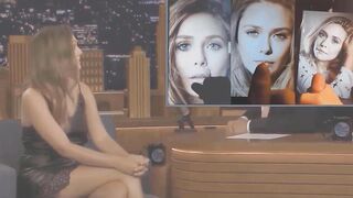 Elizabeth Olsen reacting to cum tributes