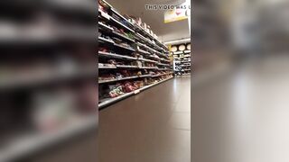 This girl loves to show her body in the supermarket