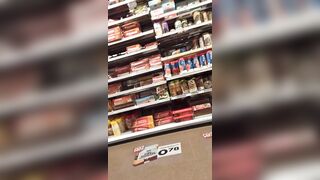 This girl loves to show her body in the supermarket