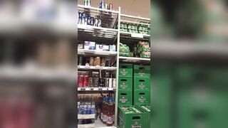 This girl loves to show her body in the supermarket