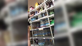 This girl loves to show her body in the supermarket