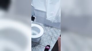 Step mom with big tits get caught naked in bathroom by step son