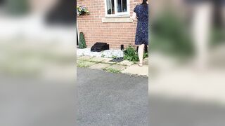 Stepmom delivers a parcel wearing no panties under her miniskirt