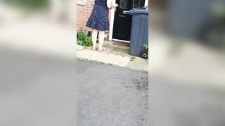 Stepmom delivers a parcel wearing no panties under her miniskirt