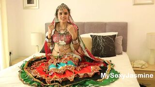 Cute Gujarati Indian Beauty Jasmine In Garba Dress Striptease Show