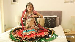 Cute Gujarati Indian Beauty Jasmine In Garba Dress Striptease Show