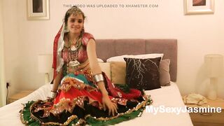 Cute Gujarati Indian Beauty Jasmine In Garba Dress Striptease Show