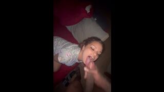 facial and nut in her mouth