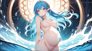 30 Ai Generated Nude Images of Hentai Elf Pregnant Girl in Water